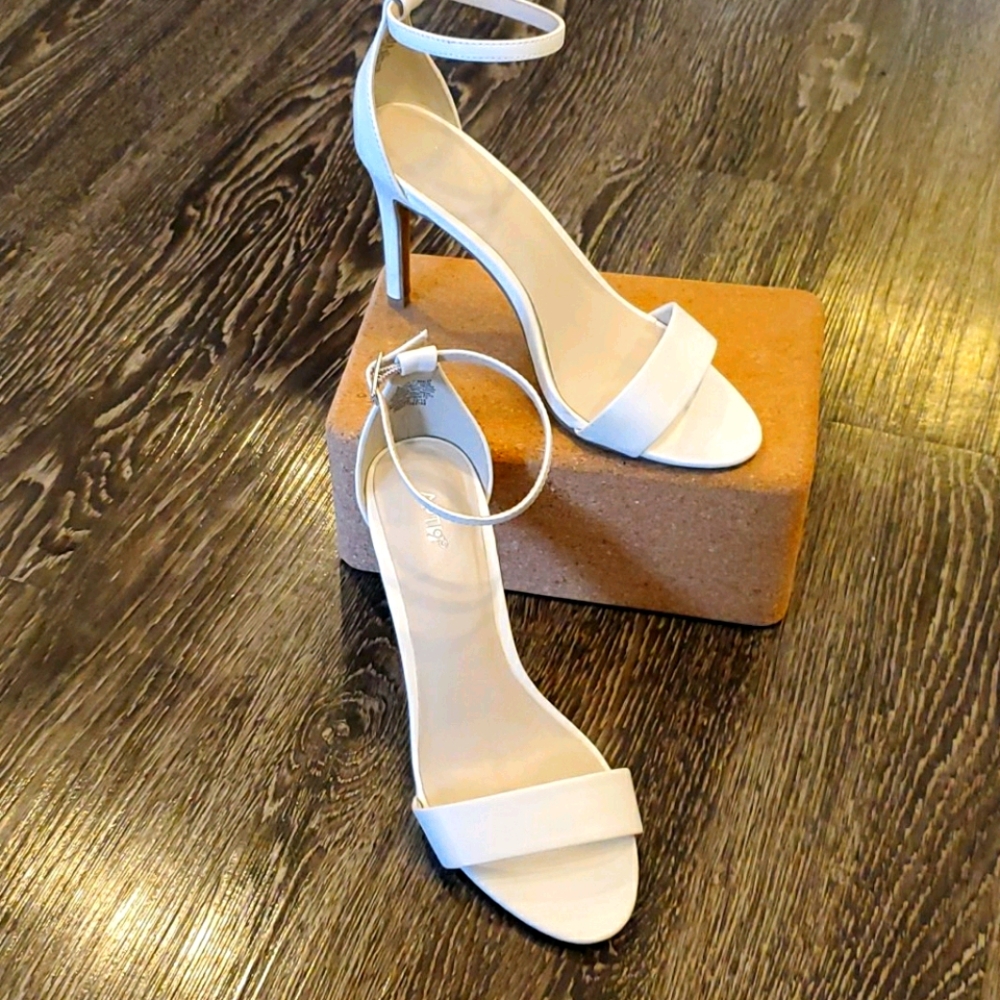 Apt. 9 White Open Toe Heels with Ankle Strap